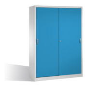 Armoire à outils C+P avec portes coulissantes à l'intérieur de 2 x 4 étagères à l'avant corps bleu clair corps gris clair