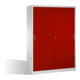 Armoire à outils C+P avec portes coulissantes à l'intérieur de 2 x 4 étagères avant rouge rubis corps gris clair-1