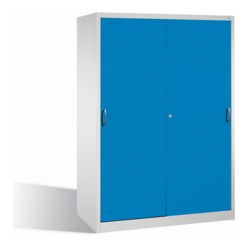 Armoire à outils C+P avec portes coulissantes à l'intérieur de 2 x 4 étagères à l'avant corps bleu clair corps gris clair