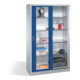 Armoire à outils C+P avec portes coulissantes vitrées, 4 étagères, H1950xL1200xP500mm face avant bleu gentiane corps gris clair-1
