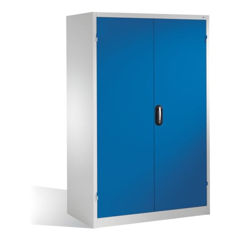 Armoire à outils C+P pour charges lourdes XXL avec portes battantes, 4 tablettes intérieures, H1950xL1200xP800mm Façade bleu gentiane Corps gris clair