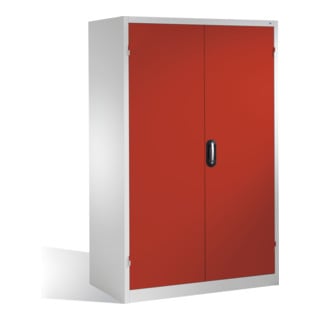 Armoire à outils C+P pour charges lourdes XXL avec portes battantes, 4 tablettes intérieures, H1950xL1200xP800mm Façade rouge rubis Corps gris clair
