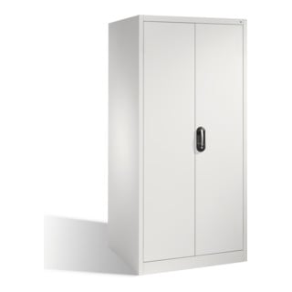 Armoire à outils C+P XXL avec portes battantes, 4 tablettes intérieures, H1950xL930xP800mm Façade gris clair Corps gris clair
