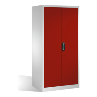 Armoire à outils C+P XXL avec portes battantes, 4 tablettes intérieures, H1950xL930xP800mm Façade rouge rubis Corps gris clair