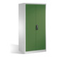 Armoire à outils C+P XXL avec portes battantes, 4 tablettes intérieures, H1950xL930xP800mm Façade vert réséda Corps gris clair-1