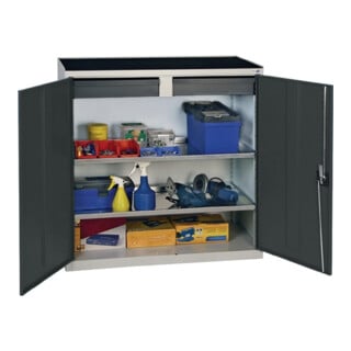 Armoire à outils/d'appoint H1000×I1000×P500mm 2 tiroirs, 2 portes, gris clair STUMPF
