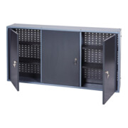 Armoire à outils H600×I1200×P200mm argent anthr. 3 panneaux perforés, 3 portes