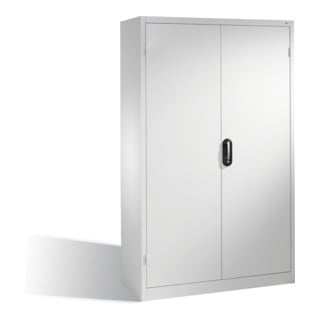 Armoire à outils pour charges lourdes C+P avec portes battantes, 4 tablettes intérieures, H1950xL1200xP400mm Façade gris clair Corps gris clair