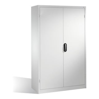 Armoire à outils pour charges lourdes C+P avec portes battantes, 4 tablettes intérieures, H1950xL1200xP500mm Façade gris clair Corps gris clair