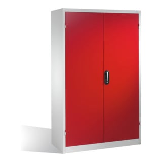 Armoire à outils pour charges lourdes C+P avec portes battantes, 4 tablettes intérieures, H1950xL1200xP500mm Façade rouge rubis Corps gris clair