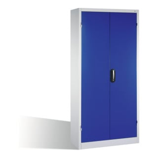 Armoire à outils pour charges lourdes C+P avec portes battantes, 4 tablettes intérieures, H1950xL930xP400mm Façade bleu gentiane Corps gris clair