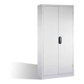 Armoire à outils pour charges lourdes C+P avec portes battantes, 4 tablettes intérieures, H1950xL930xP400mm Façade gris clair Corps gris clair