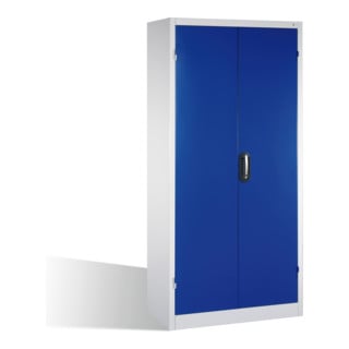Armoire à outils pour charges lourdes C+P avec portes battantes, 4 tablettes intérieures, H1950xL930xP500mm Façade bleu gentiane Corps gris clair