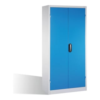 Armoire à outils pour charges lourdes C+P avec portes battantes, 4 tablettes intérieures, H1950xL930xP500mm Façade gris clair Corps gris clair