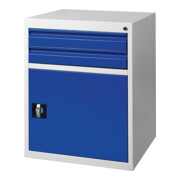 Schubladenschrank BK 600 H800×I600×P600mm gris/bleu 2 tiroirs sortie simple 1 porte-1