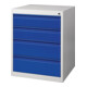 Armoire à tiroirs BK 600 H800xl600xP600mm gris/bleu 4 tiroir extraction simple-1