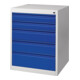 Armoire à tiroirs BK 600 H800xl600xP600mm gris/bleu 5 tiroir extraction simple-1