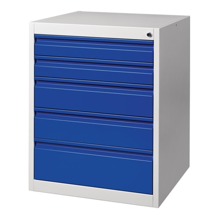 Armoire à tiroirs BK 600 H800xl600xP600mm gris/bleu 5 tiroir extraction simple