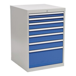 Armoire à tiroirs H1019×I705×P736mm gris/bleu 2x75, 2x100, 2x125, 1x300mm tiroirs