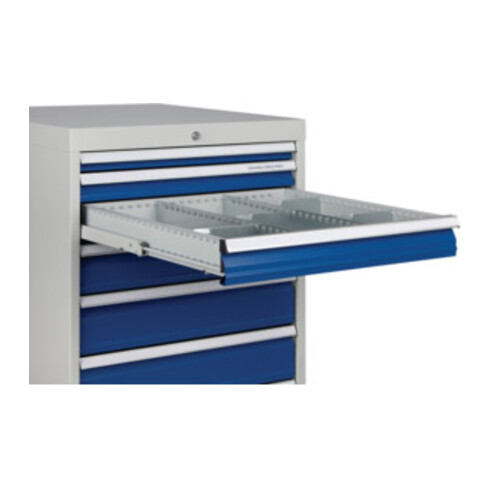 Armoire à tiroirs H1019×I705×P736mm gris/bleu 2x75, 2x100, 2x125, 1x300mm tiroirs
