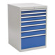 Armoire à tiroirs H1019xl705xP736mm gris/bleu extractible 2x75,2x100,2x125,1x300-1