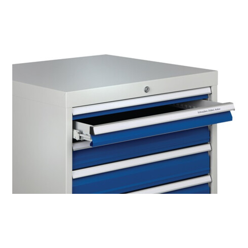 Armoire à tiroirs H1019xl705xP736mm gris/bleu extractible 2x75,2x100,2x125,1x300