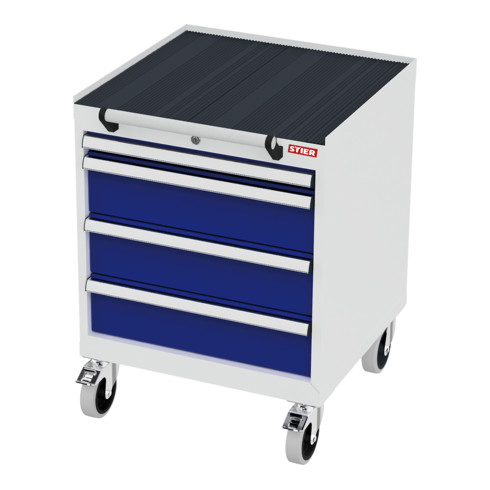 Armoire à tiroirs mobile STIER gris clair/bleu azur 600 mm