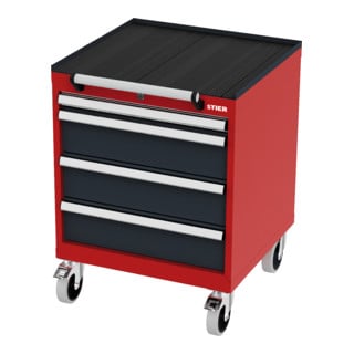 Armoire à tiroirs mobile STIER rouge/gris anthracite 600 mm