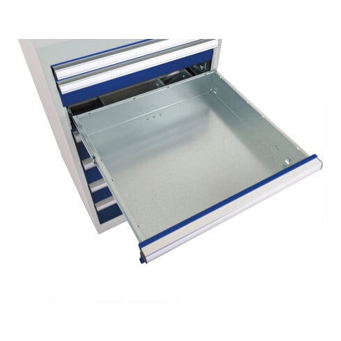 Armoire à tiroirs STIER, avec 4 tiroirs, lxPxH 700x575x620 mm, gris clair/bleu gentiane
