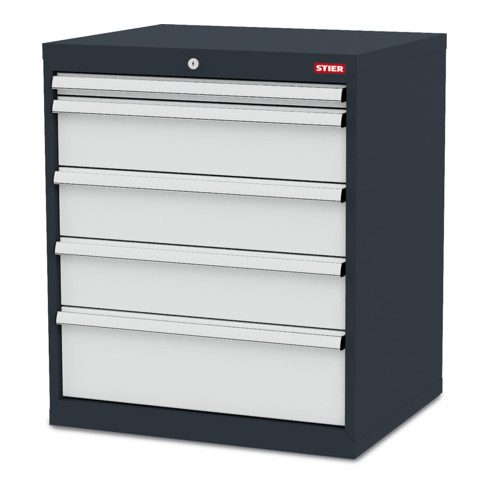 Armoire à tiroirs STIER en acier avec 5 tiroirs