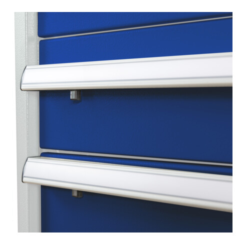 Armoire à tiroirs STIER, avec 5 tiroirs, lxPxH 700x575x820 mm, gris clair/bleu gentiane
