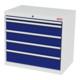 Armoire à tiroirs STIER, avec 5 tiroirs, lxPxH 900x575x820 mm, gris clair/bleu gentiane-1