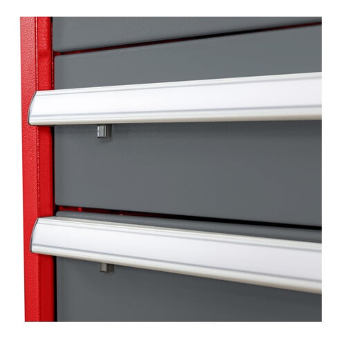 Armoire à tiroirs STIER, avec 8 tiroirs, lxPxH 600x575x1 220 mm, rouge/gris anthracite