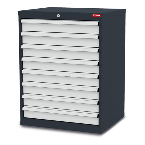 Armoire à tiroirs STIER, avec 8 tiroirs lxPxH 700x575x920 mm