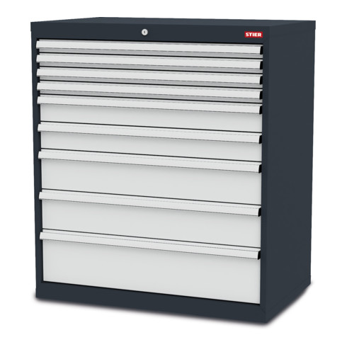 Armoire à tiroirs STIER, avec 9 tiroirs, lxPxH 900x575x1 020 mm