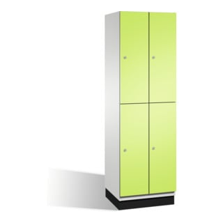 Casier à deux niveaux Cambio C+P sur socle 4 compartiments avant Viridian vert carrosserie gris clair