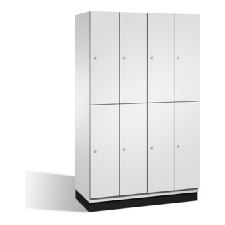 Armoire C+P à deux niveaux Cambio sur socle, 8 compartiments, H1950xL1200xP525mm avant gris clair corps gris clair gris clair
