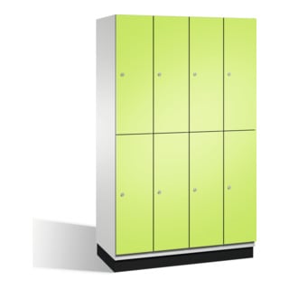 Armoire C+P à deux niveaux Cambio sur socle, 8 compartiments, H1950xL1200xP525mm avant Viridian vert corps gris clair