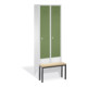 Coffre C+P Classic avec banquette 2 compartiments avant Reseda vert carrosserie gris clair-1