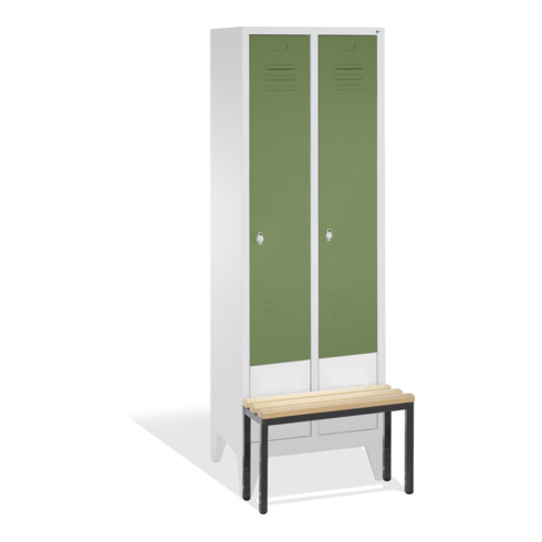 Coffre C+P Classic avec banquette 2 compartiments avant Reseda vert carrosserie gris clair