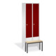 Armoire C+P Classic sur socle 4 compartiments avant rouge rubis carrosserie gris clair-1