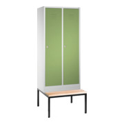 Coffre C+P Classic avec banquette 2 compartiments avant Reseda vert carrosserie gris clair