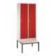 Armoire C+P Classic sur socle 4 compartiments avant rouge rubis carrosserie gris clair-1