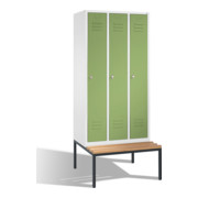 Coffre C+P Classic avec banquette 3 compartiments avant Reseda vert carrosserie gris clair