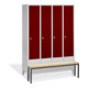 Armoire C+P Classic avec banquette 4 compartiments avant rouge rubis carrosserie gris clair-1