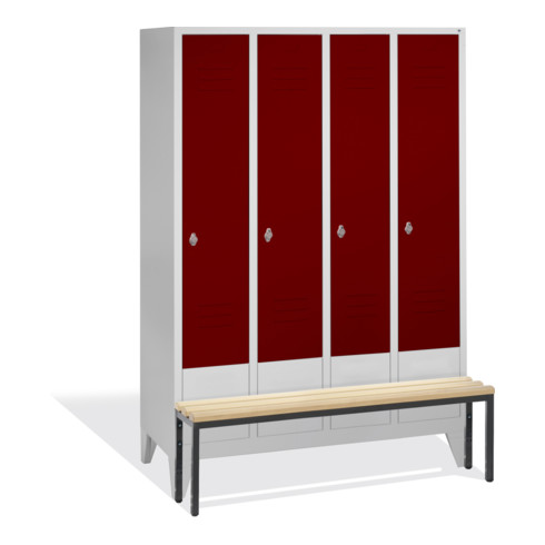 Armoire C+P Classic avec banquette 4 compartiments avant rouge rubis carrosserie gris clair