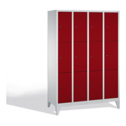 Armoire C+P Classic sur pieds, 12 compartiments, H1850xL1190xP500mm Avant Rouge rubis corps Gris clair