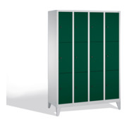 Armoire C+P Classic sur pieds, 12 compartiments, H1850xL1190xP500mm Façade Reseda vert corps gris clair