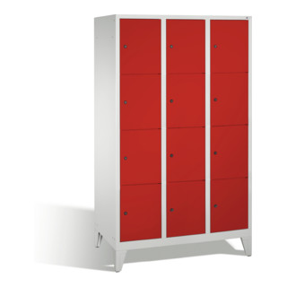 Armoire C+P Classic sur pieds 12 compartiments Avant Rouge rubis Corps Gris clair