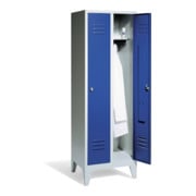 Armoire C+P Classic sur pieds, 2 compartiments, H1850xL610xP500mm face avant gentiane bleu caisson gris clair-1